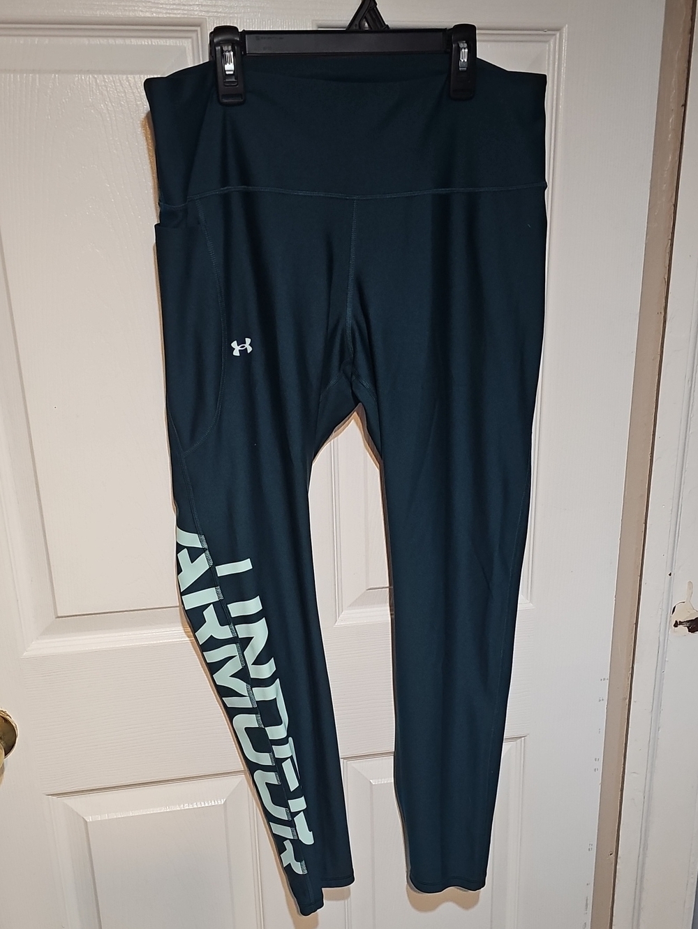 Under Armour Women’s High-Rise Teal Leggings with Logo